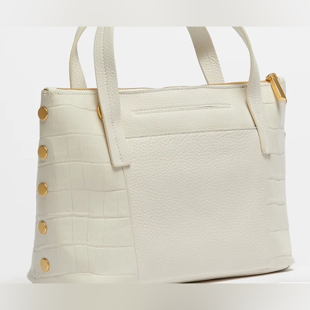 Women’s Cream Structured Tote Bag with Gold Accents